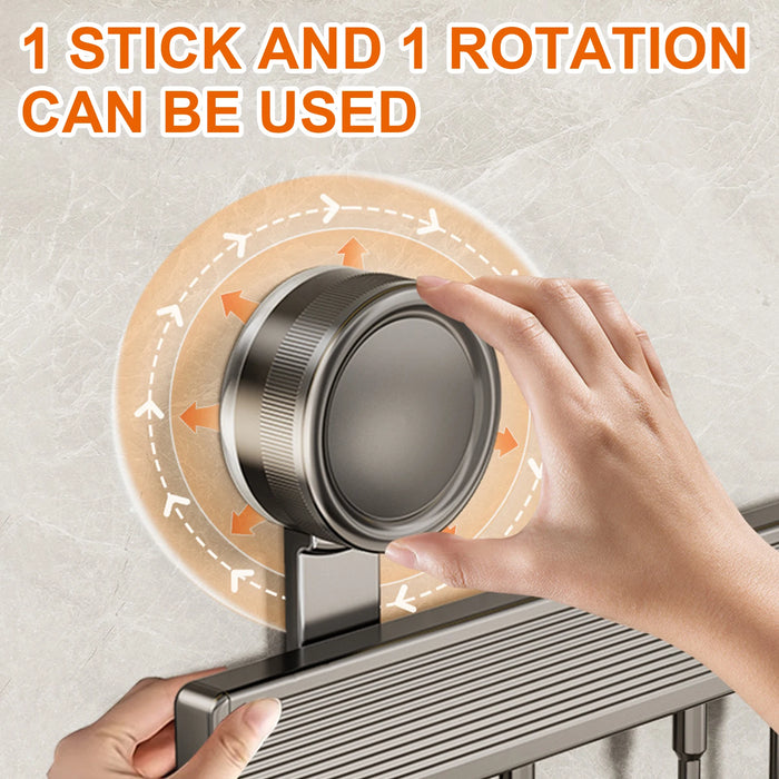 No-Punching Kitchen Rail with Hooks — Space Aluminium, Electroplated (30/40/50cm)
