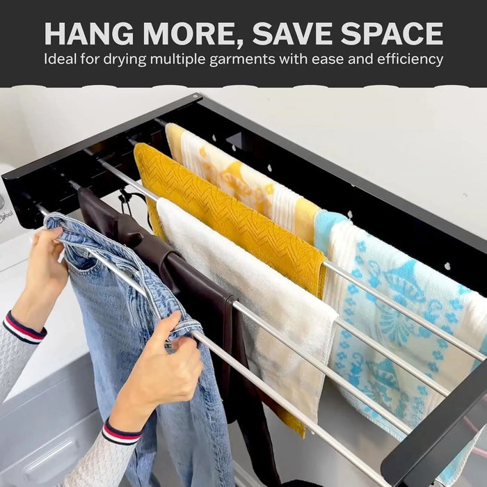 80cm Wall-Mounted Foldable Laundry Rack — 5-Rod White Stainless Steel