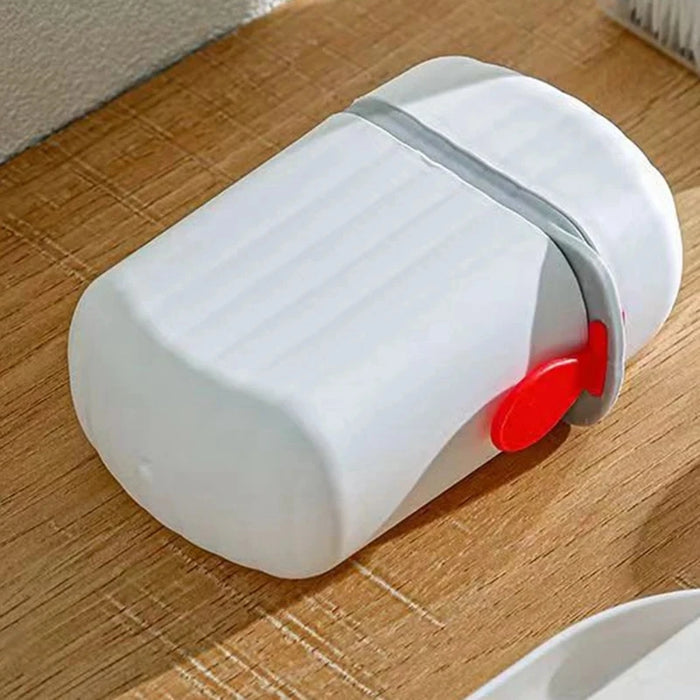 Portable Sealed Soap Box – Waterproof Travel Soap Dish with Draining Design, White 8×5×11cm