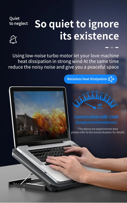 Q100 Laptop Cooling Pad — Twin Fans, LED Screen & Dual USB Ports