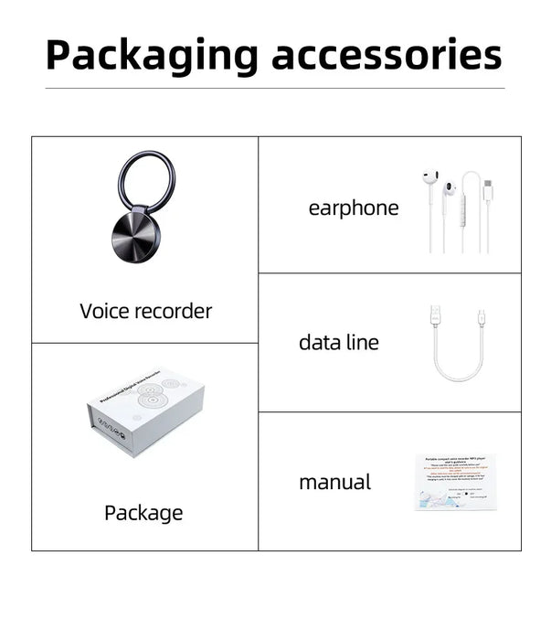 32GB Keychain Voice Recorder — Mini Digital Dictaphone, MP3 Player with Noise Reduction
