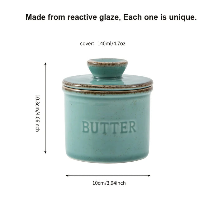 Kiln-turned Ceramic Butter Dish with Lid — Round Countertop Storage