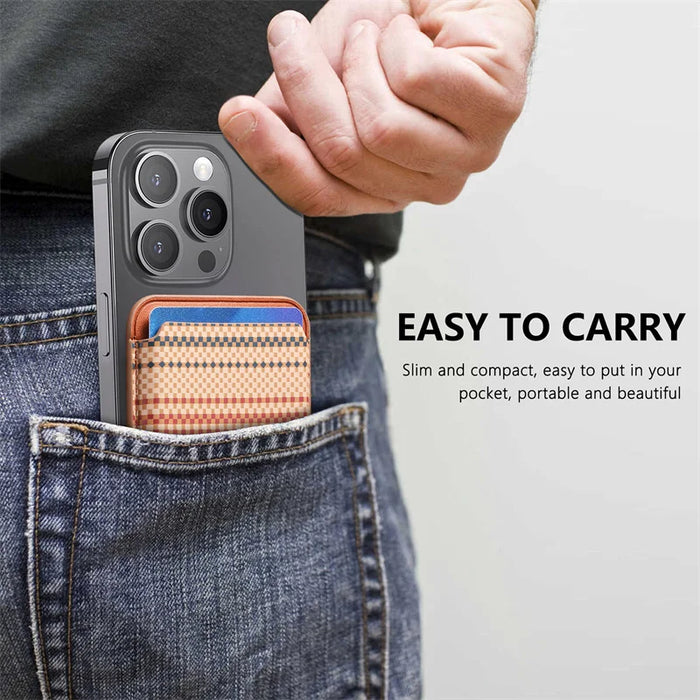 Carbon-fibre Texture MagSafe Wallet Card Holder for iPhone 12–17 (incl. Pro Max)