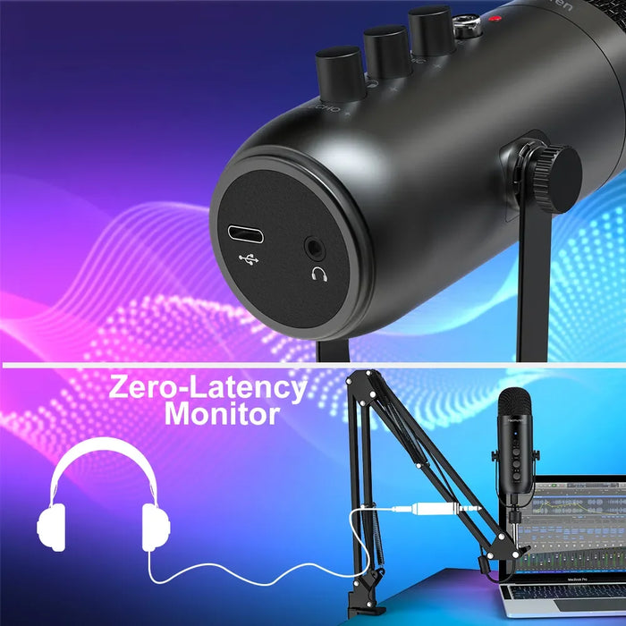 USB Cardioid Condenser Microphone Kit with Boom Arm — Streaming & Podcast Setup