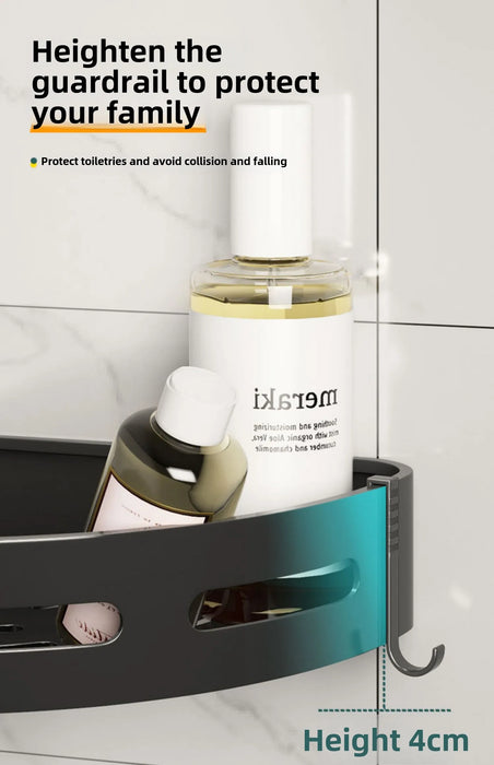 2pcs Corner Bathroom Shelf — Single-Tier Stainless Steel, No‑Drill Adhesive, Model FGR342