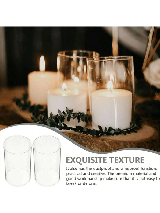 Clear Cylinder Glass Candle Holder – Lead‑Free Calcium Sodium Glass, Multiple Sizes (Candles Not Included)