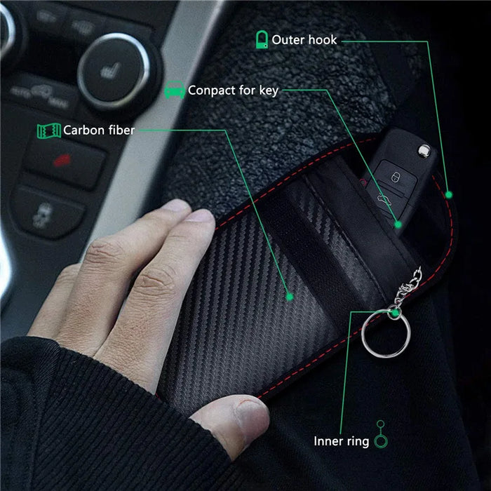Faraday Key Fob Signal Blocker – Carbon Fibre RFID Protector (Various Sizes)