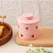 1-piece Pink Ceramic Butter Crock with Lid and Knife – French-style Porcelain Butter Dish