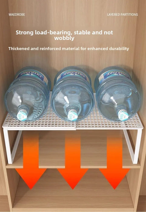 Adjustable Wardrobe Layered Shelves — Retractable Storage Rack for Closet, Cabinet and Shoe Organisation