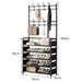 5-Tier Metal Shoe Rack with 8 Hooks — Coat, Hat & Bag Organiser