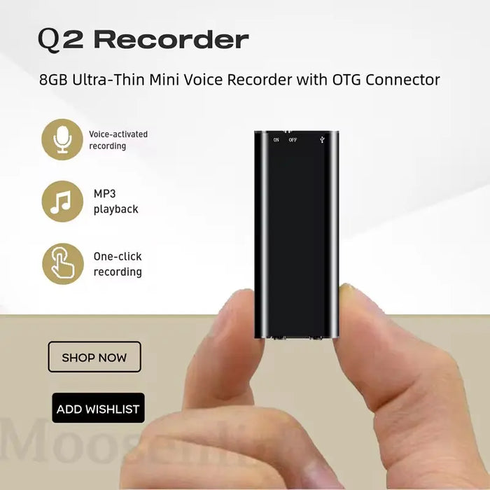 Ultra-slim Mini Voice Recorder — 4/8/16/32GB, WAV/MP3 & USB