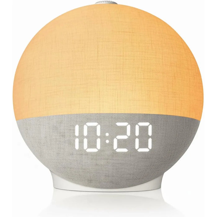 Wake-up Light Sunrise Alarm Clock — White Noise, Bluetooth Speaker & Colour-Changing Night Light (White)