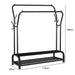 Double-Rail Standing Clothes Rack with Shoe Shelf – Metal Rail for Bedroom & Living Room