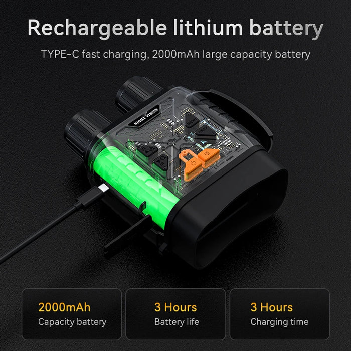 1080P Night Vision Binoculars 10x Digital — 800m Full-Dark IR, 2.8" Screen