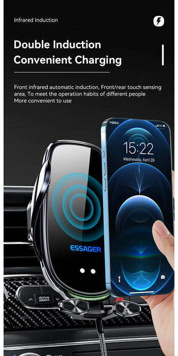 15W Qi Wireless Car Vent Phone Holder – Fast Charging & Auto Grip