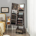Free-standing Jewellery Cabinet — 3‑Colour LED Lights, Lockable, Full‑Length Mirror, Drawers & Wheels