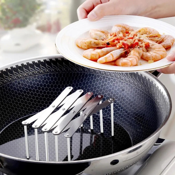 Retractable Stainless Steel Pot Lid & Plate Rack — Foldable Kitchen Organiser