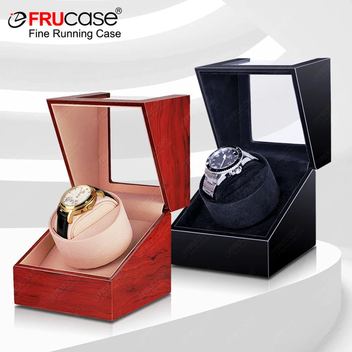 FRUCASE Wooden Watch Winder for Automatic Watches — USB or AA Battery Option