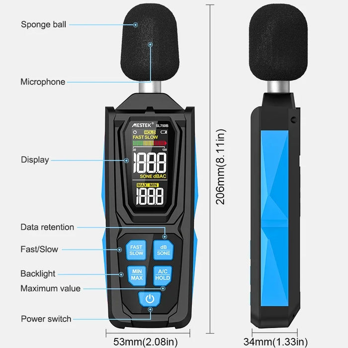 Professional Digital Decibel Meter 30–130 dB — Handheld Sound Level Meter