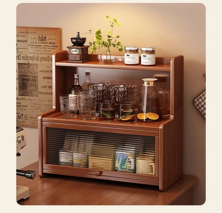 Bamboo 3-Tier Cup & Glass Organiser Shelf – Countertop Storage for Mugs & Small Spaces