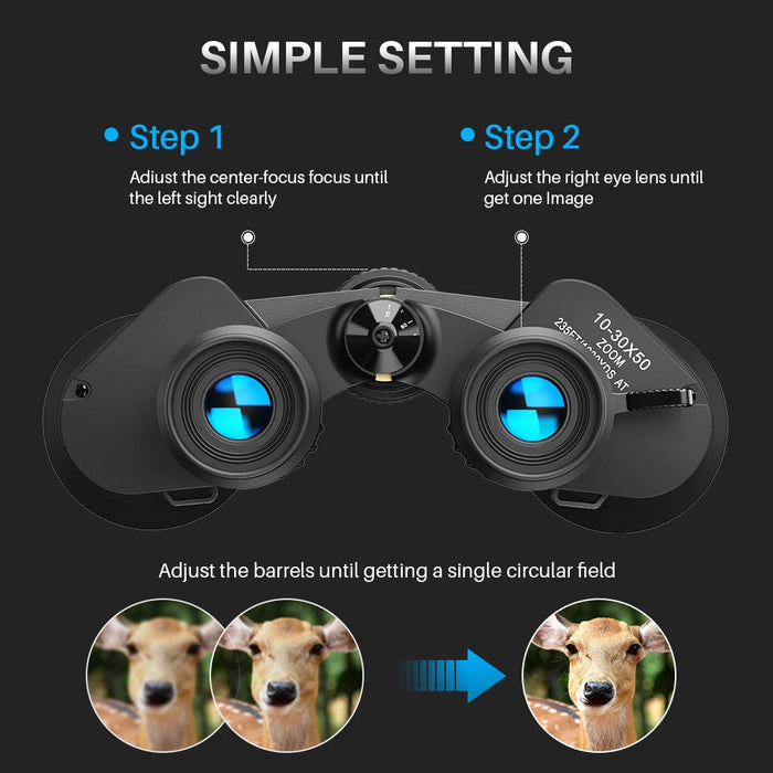 10–30x50 Zoom Binoculars — High-Power for Hunting, Birdwatching & Camping