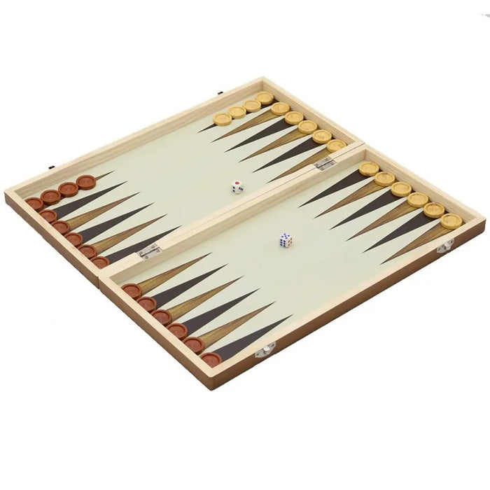 3‑in‑1 Foldable Wooden Travel Board — Chess, Checkers & Backgammon