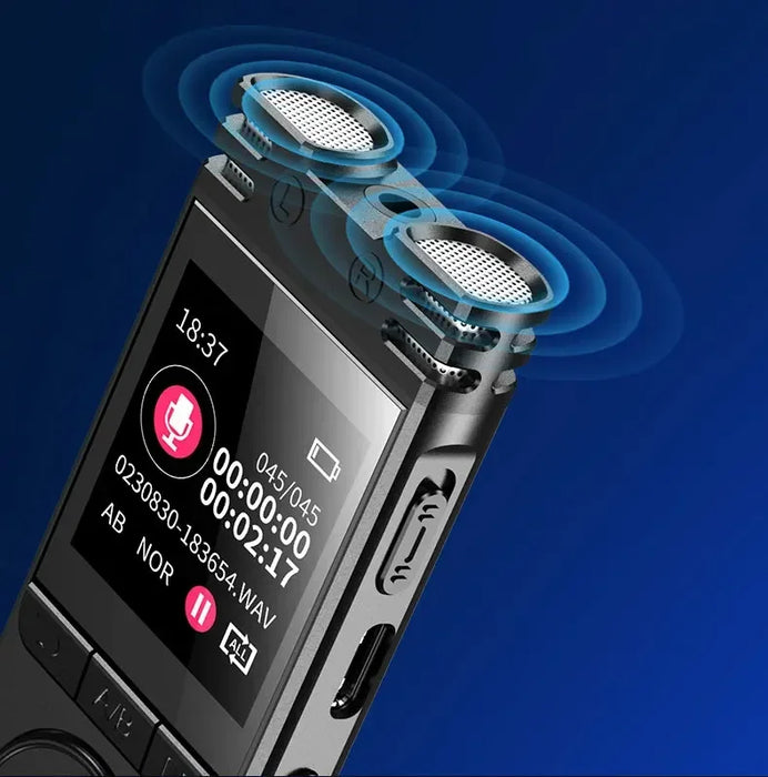 Pen Voice Recorder — 1.44in Colour Screen, Dual Mic, 500mAh, Up to 128GB