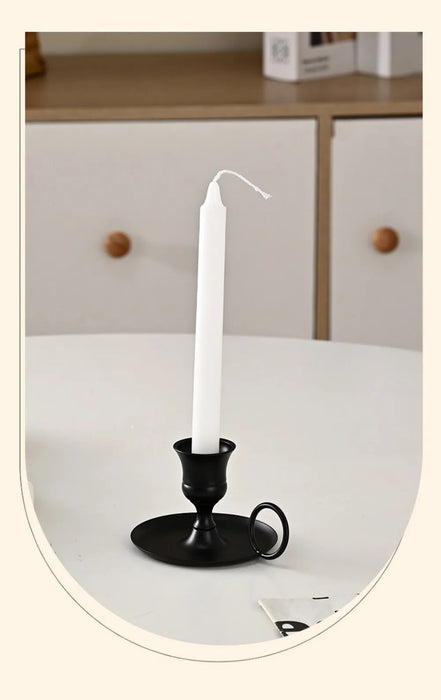 Retro Metal Candle Holder with Handle — European-Style Centrepiece for Dining Table, Weddings & Festive Décor