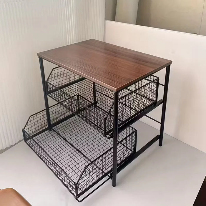 Space-saving Kitchen Countertop Storage Rack with Drawers & Metal Baskets