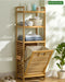 Adjustable Bamboo Laundry Hamper & Bathroom Rack with Pull-Out Shelves