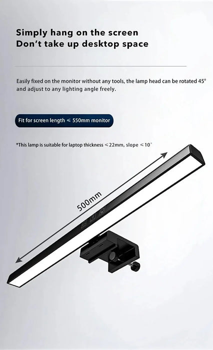 USB LED Monitor Light Bar — 33cm & 50cm, Dimmable with 3 Colour Temperatures, Touch Control