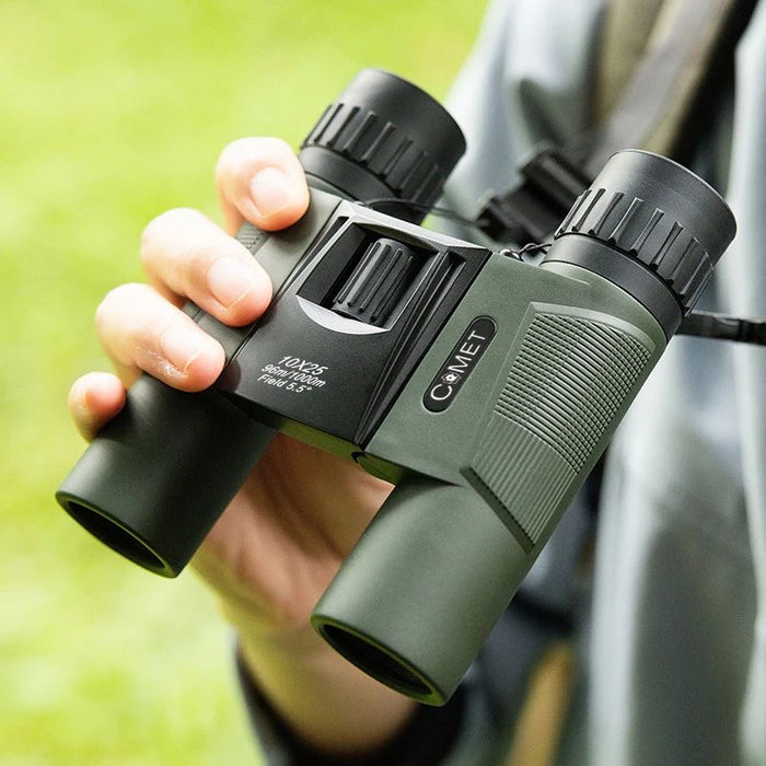 10x25 Compact Folding Binoculars — Lightweight Pocket Travel Binoculars for Adults & Kids