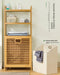 Adjustable Bamboo Laundry Hamper & Bathroom Rack with Pull-Out Shelves