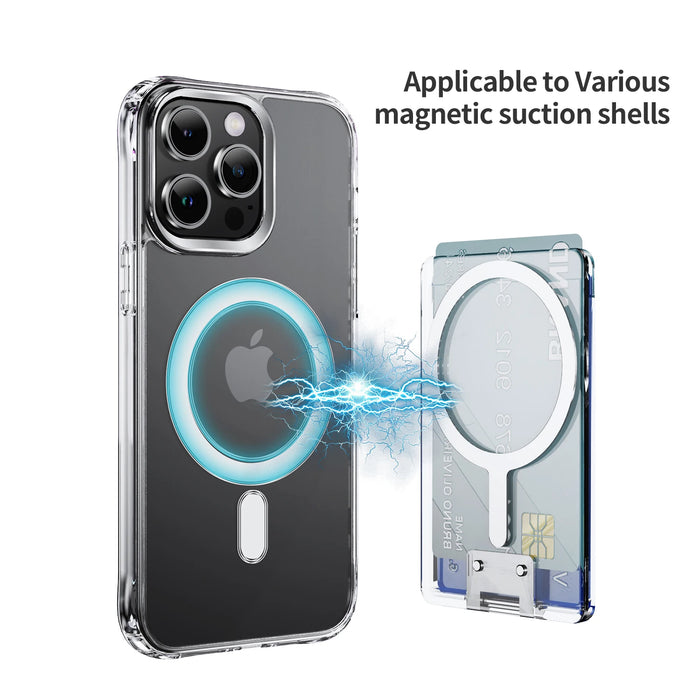 Transparent Magnetic MagSafe Card Wallet with Metal Stand for iPhone