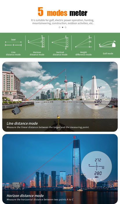 1000m Laser Rangefinder with Slope — 6× Magnification, Flag‑Lock & CR2 Powered