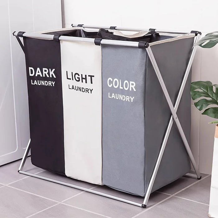 Large Foldable Laundry Sorting Basket – 2 or 3 Compartments, Oxford Fabric