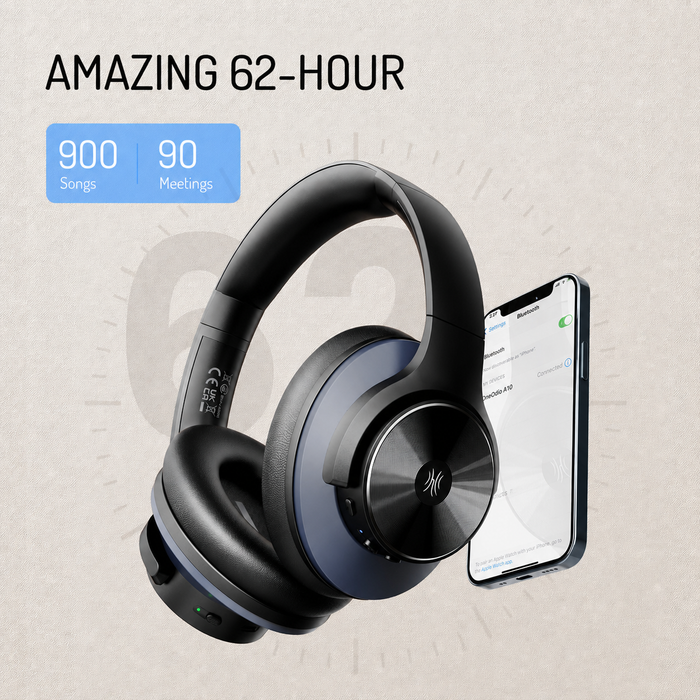 Oneodio A Series - Bluetooth 5.0 Draadloze Hoofdtelefoon met Actieve Ruisonderdrukking - Ingebouwde Microfoon, Type C Opladen & Draagtas - Uitgebreide Garantie van 2 Jaar Inbegrepen
