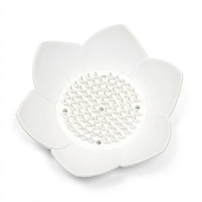 Silicone Lotus Soap Dish with Drain — Single Bathroom Soap Holder