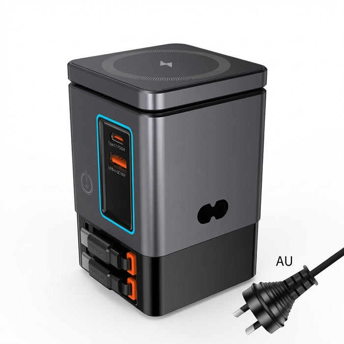 6‑in‑1 Charging Station with Retractable USB‑C — Multi‑Device Power Tower