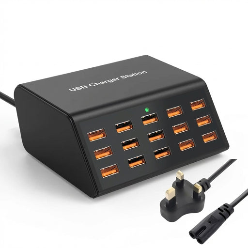 100W 15-Port Desktop USB Charger Station — Fast Charge for iPhone, iPad & Samsung