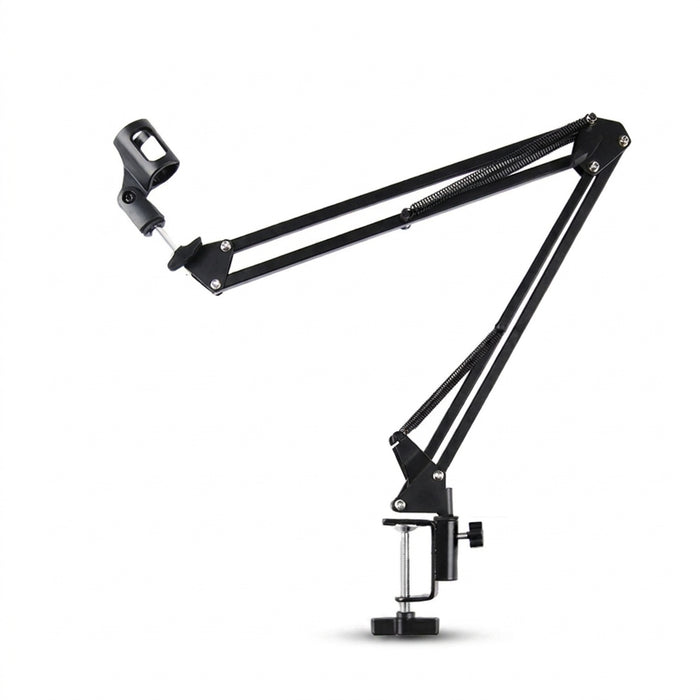 Adjustable Scissor Arm Microphone Stand — Desktop Clip, Tripod & Extendable Bracket