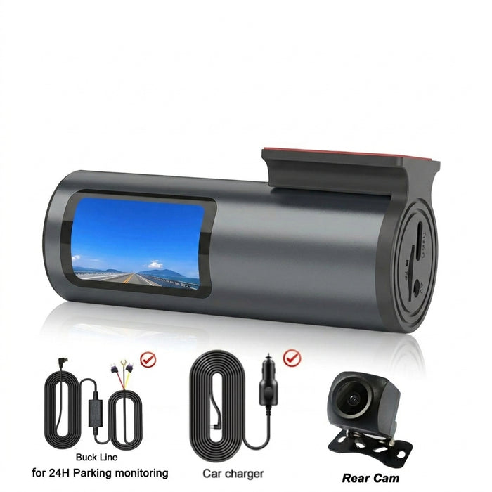 4K WiFi GPS Dash Cam — Mini Front DVR with 24‑Hour Parking Mode & G‑Sensor