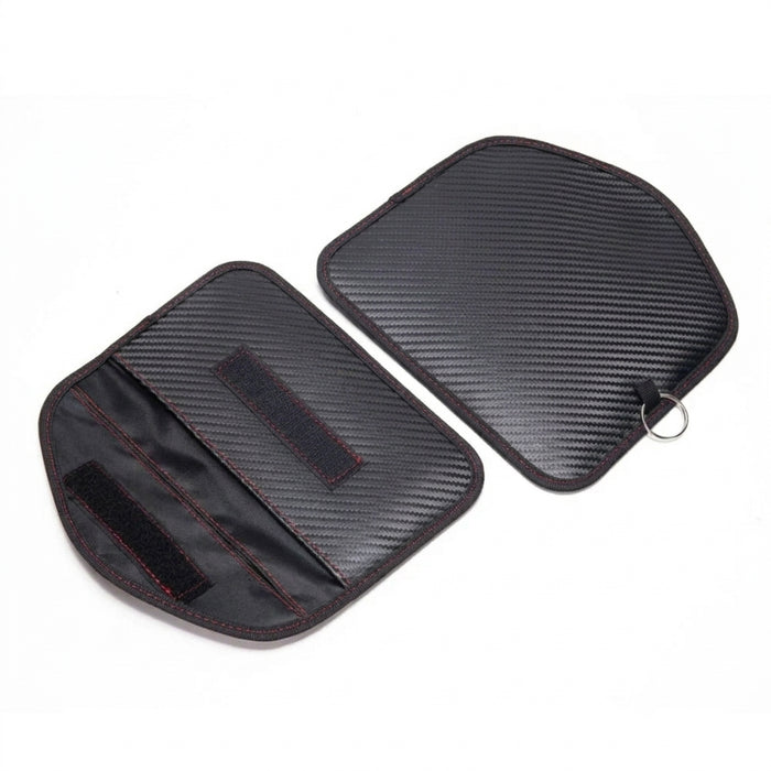 Universal Car Key Signal Blocking Pouch — RFID Faraday Case, Carbon Fiber, 20 × 10 cm