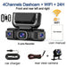 4‑Channel 1080p Wi‑Fi Dash Cam — Front, Rear, Left & Right with 24‑Hour Parking Monitor