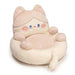 Tatami Floor Cushion with Backrest — 50×50cm Faux Rabbit Fur Lazy Seat (Grey/Pink)