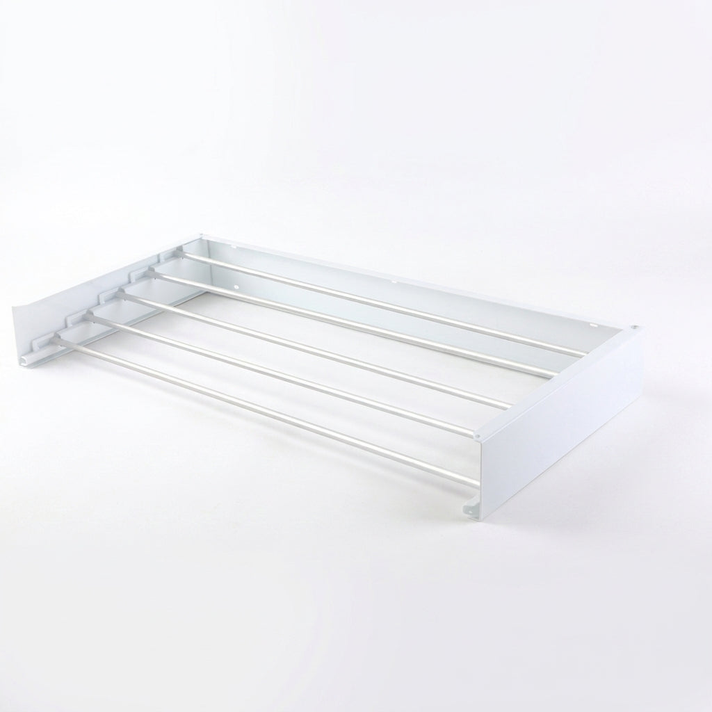 80cm Wall-Mounted Foldable Laundry Rack — 5-Rod White Stainless Steel