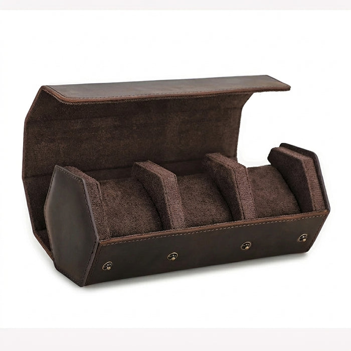 Vintage Genuine Leather Watch Roll Travel Case — 1/2/3/4/6/8 Slot Organiser