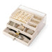 3-Layer Drawer Jewellery Box — Beige or Grey, Plastic Organiser