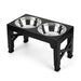 Adjustable Raised Dog Feeding Station with Two Stainless Steel Bowls - Black