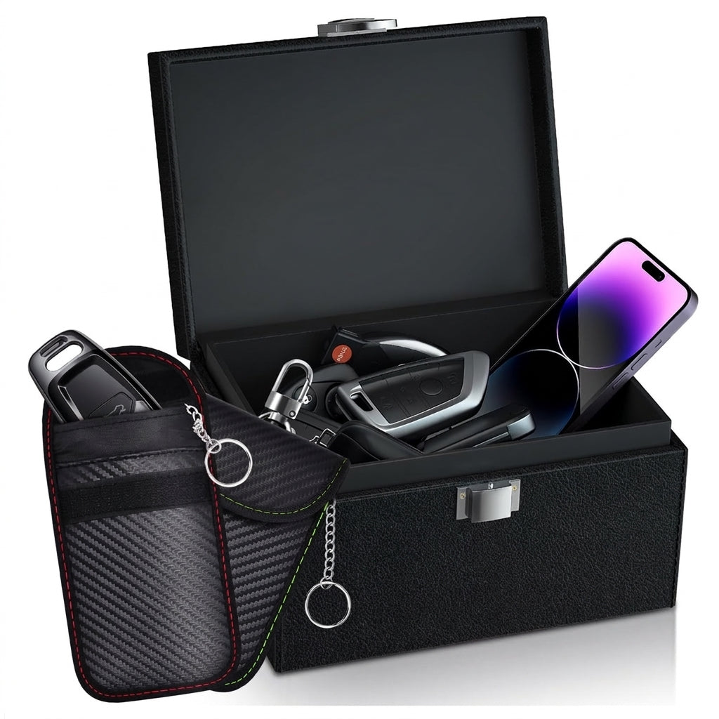 Double Pack Faraday Signal-Blocking Box for Car Keys & Phones — RFID Anti-Theft, Universal